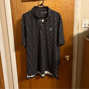 RLX Ralph Lauren Men’s Navy Blue Patterned Polo Shirt